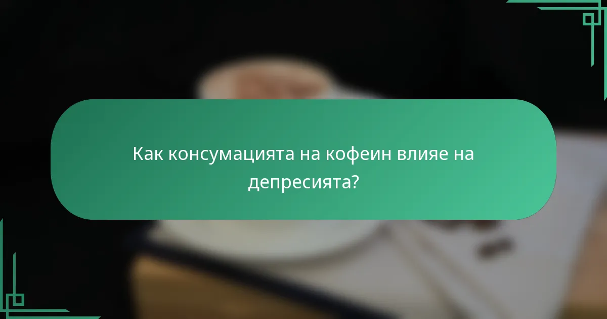 Как консумацията на кофеин влияе на депресията?